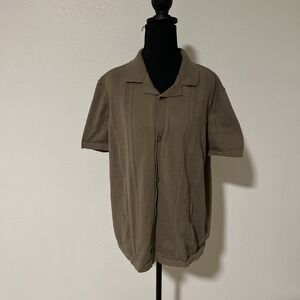 Express Men's Pointelle Camp Collar Short Sleeve Sweater Polo Size Large